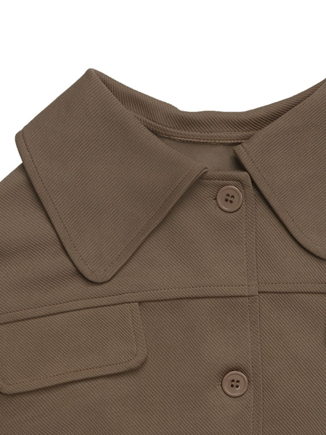 LIZAKOSHT  -  Perfee Collared Neck Button Down Jacket