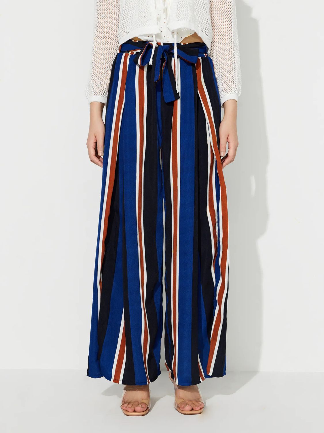 LIZAKOSHT  -  Side Slit Contrast Wide Leg Pants