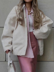 LIZAKOSHT  -  Full Size Snap Down Drop Shoulder Jacket