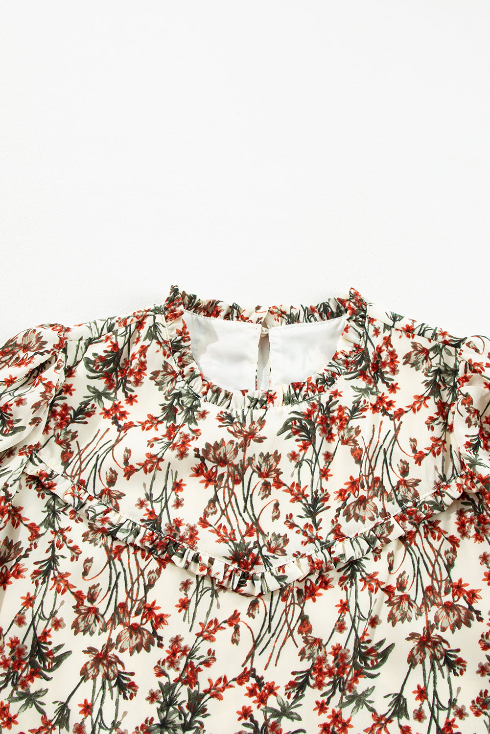 LIZAKOSHT  -  Floral Round Neck Long Sleeve Dress