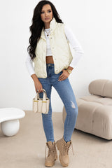 LIZAKOSHT  -  Snap Down Texture Vest Coat with Pockets