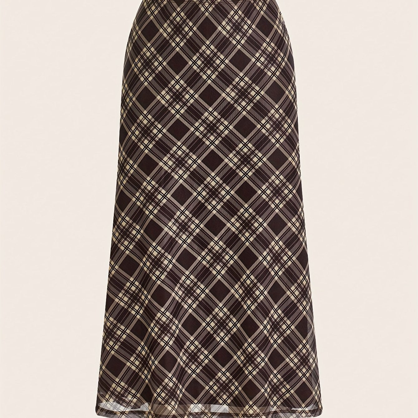 LIZAKOSHT  -  [Chic Plaid Mesh Skirt] High Waist Plaid Mesh Skirt - Non-Stretch Polyester, Machine Washable - Chic Women's