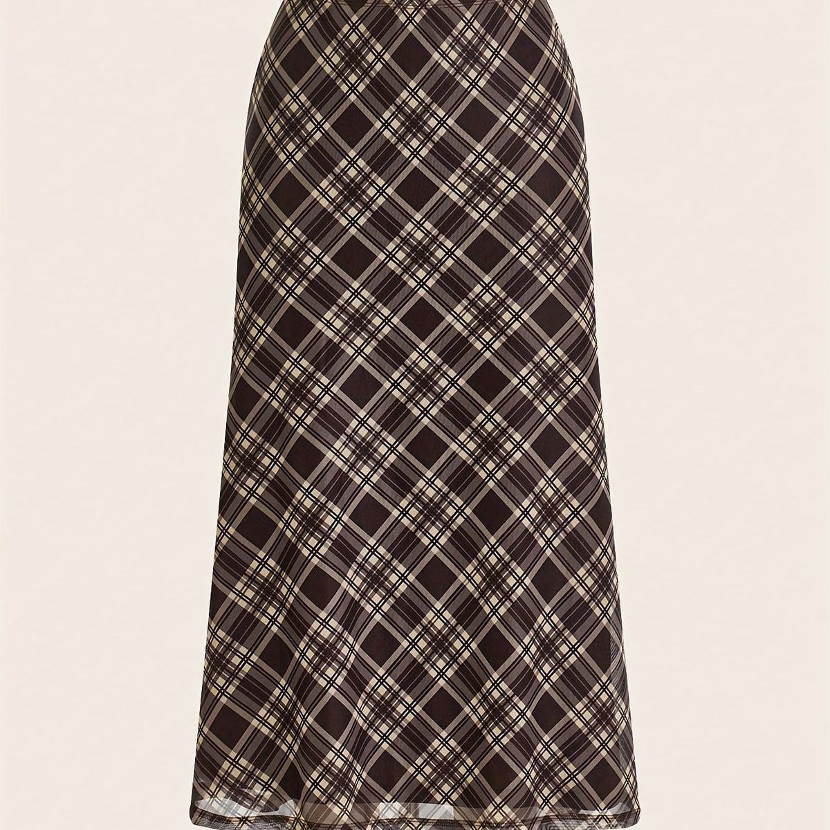 LIZAKOSHT  -  [Chic Plaid Mesh Skirt] High Waist Plaid Mesh Skirt - Non-Stretch Polyester, Machine Washable - Chic Women's