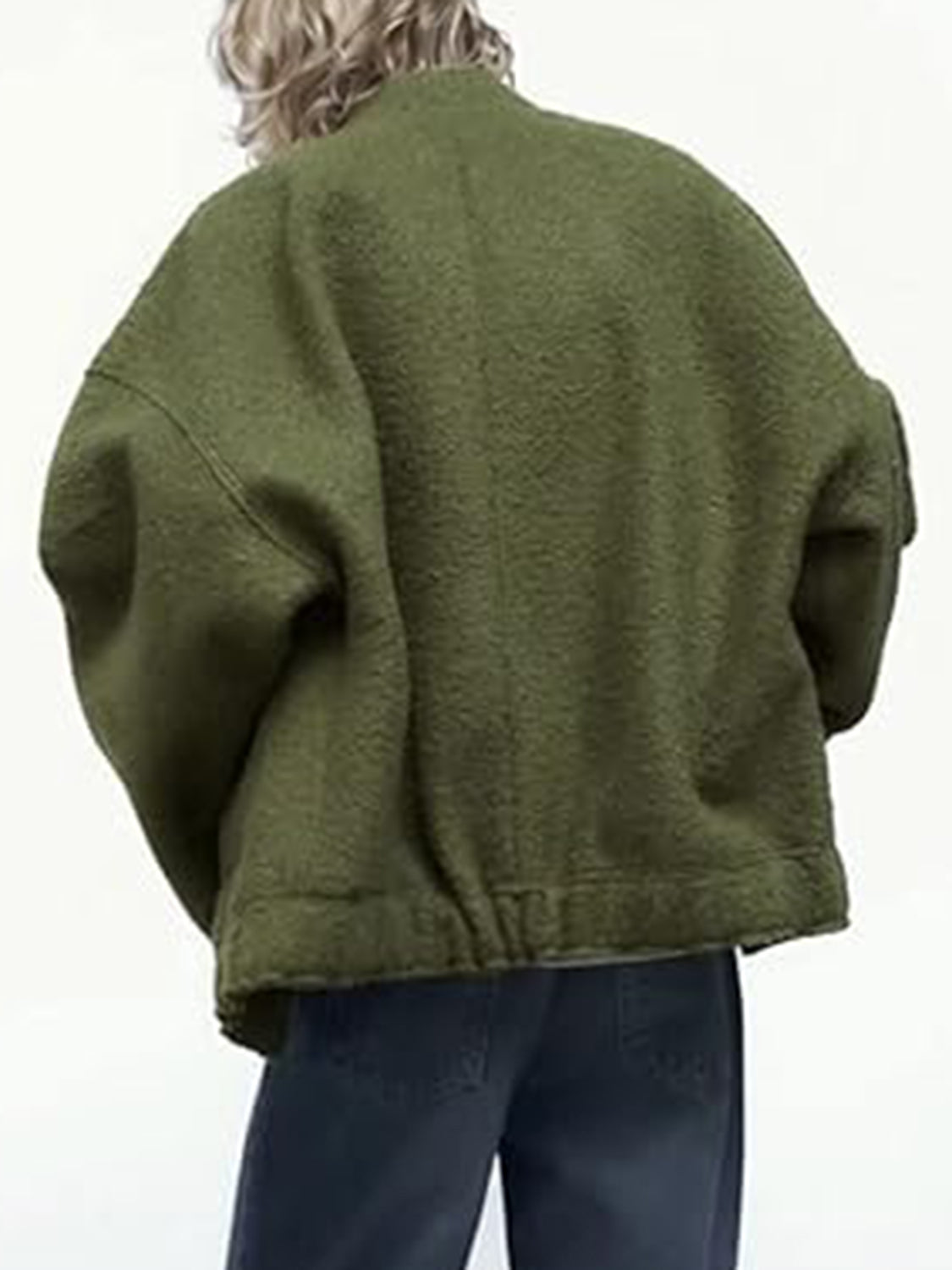 LIZAKOSHT  -  Full Size Snap Down Drop Shoulder Jacket