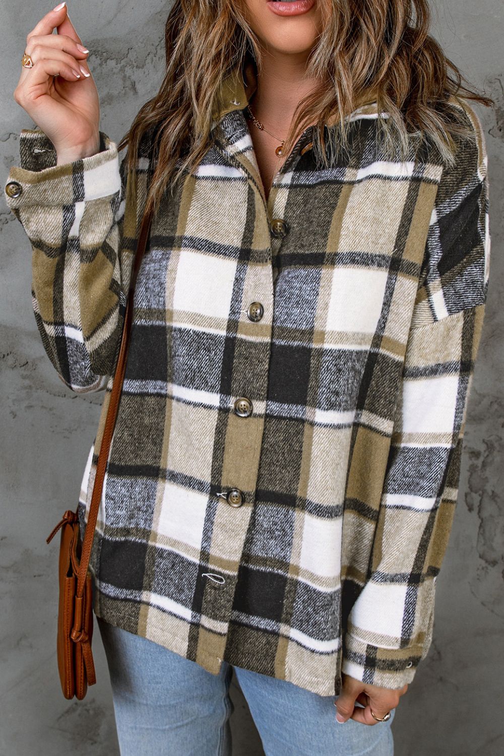 LIZAKOSHT  -  Plaid Button Up Hooded Shacket