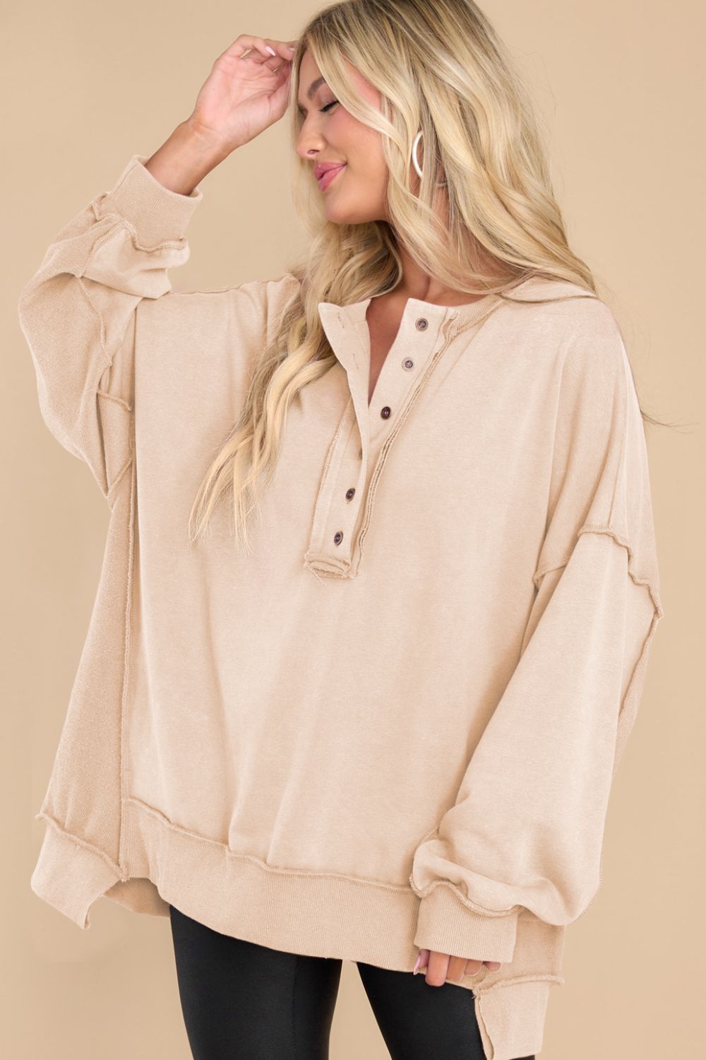 LIZAKOSHT  -  Exposed Seam Long Sleeve Sweatshirt
