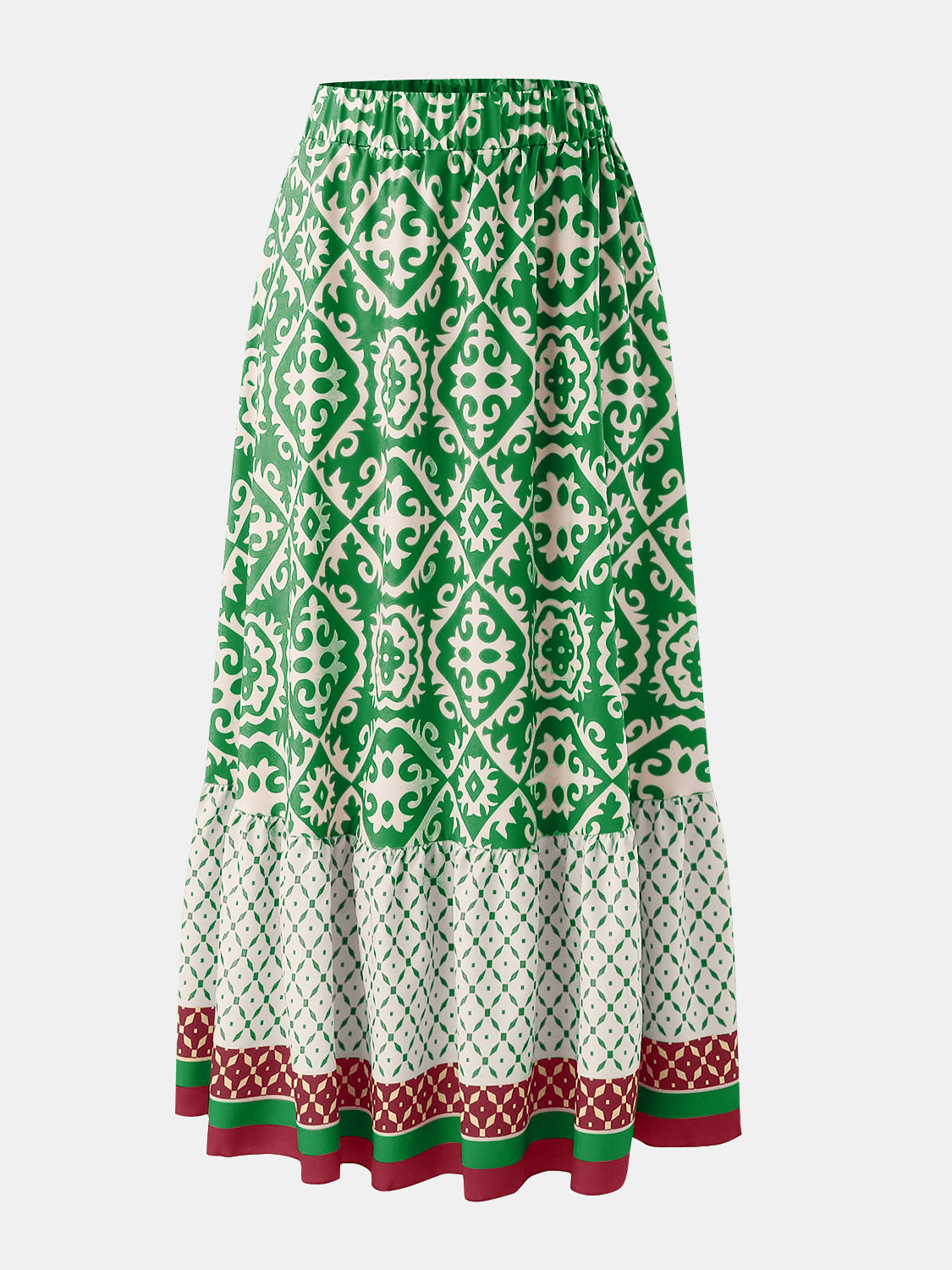 LIZAKOSHT  -  Geometric Elastic Waist Maxi Skirt