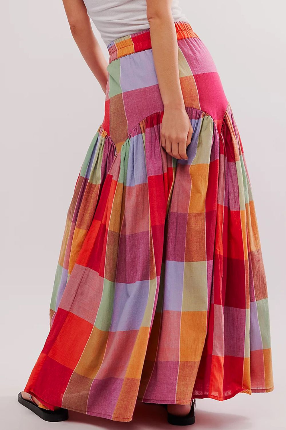 LIZAKOSHT  -  Color Block Elastic Waist Maxi Skirt