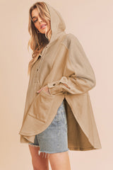 LIZAKOSHT  -  Slit Half Snap Oversize Hoodie