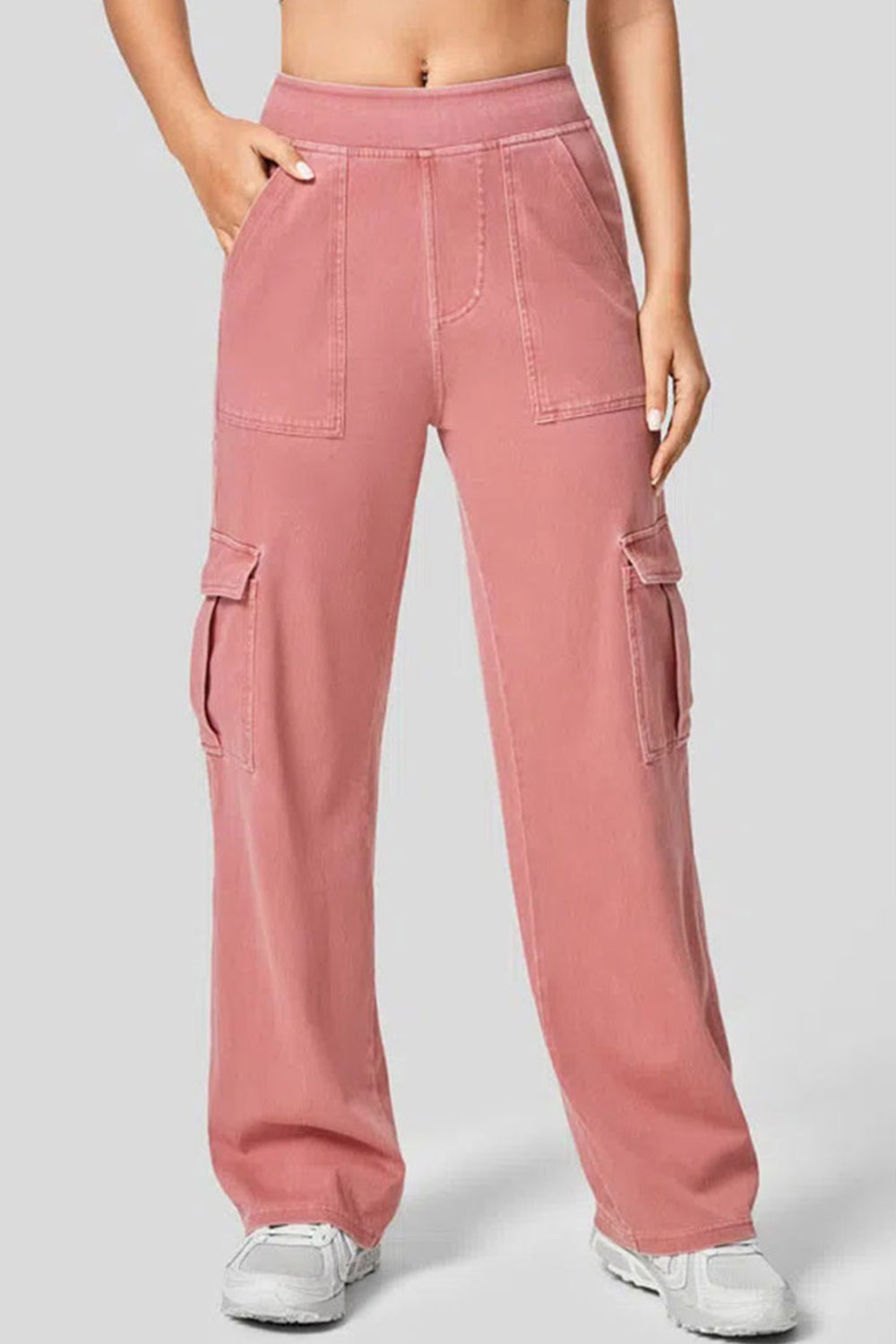 LIZAKOSHT  -  High Waist Straight Leg Cargo Jeans