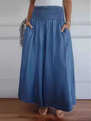 LIZAKOSHT  -  Full Size Smocked Wide Leg Pants with Pockets