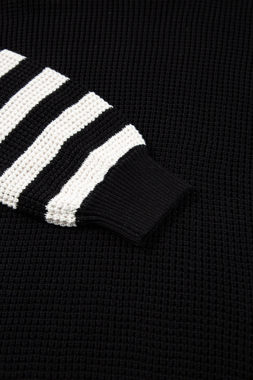 LIZAKOSHT  -  Striped & Checkered Turtleneck Dropped Shoulder Sweater