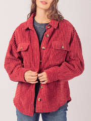 LIZAKOSHT  -  Button Up Long Sleeve Corduroy Jacket