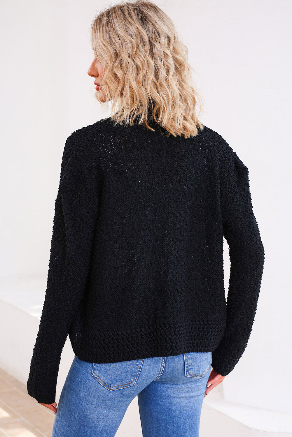 LIZAKOSHT  -  Solid Color Open Front Cardigan