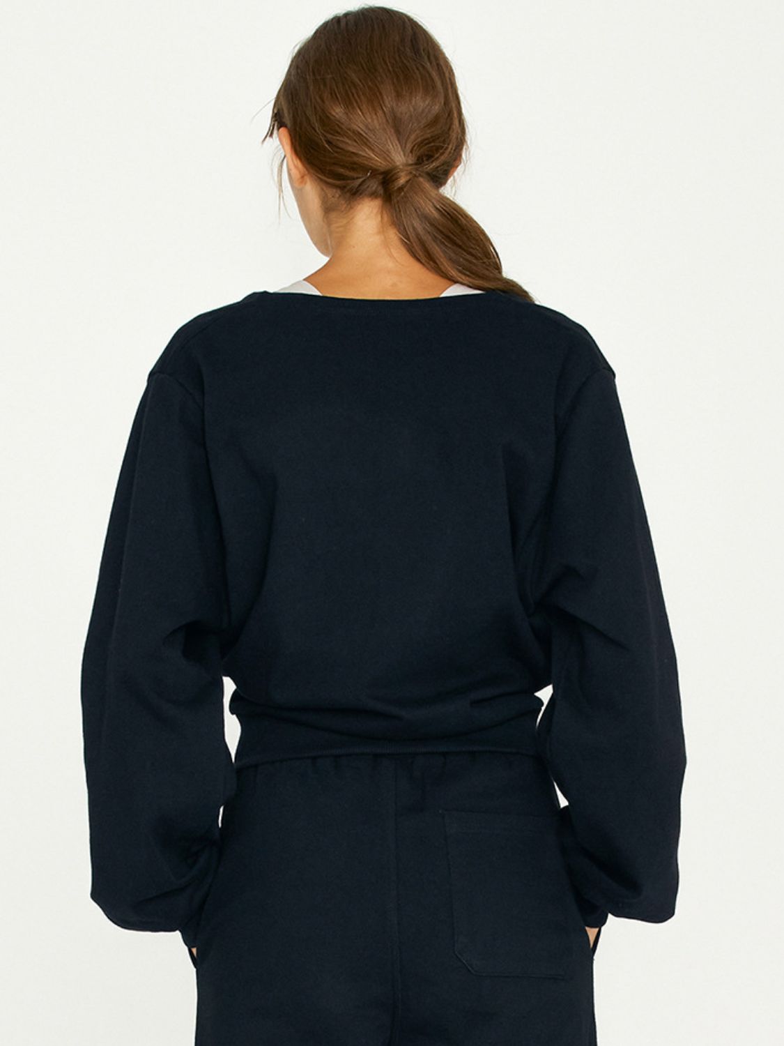 LIZAKOSHT  -  Surplice Long Sleeve Sweatshirt