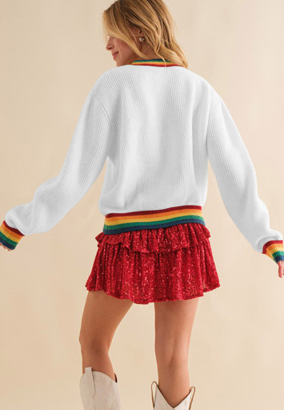 LIZAKOSHT  -  MERRY & BRIGHT Ribbed Round Neck Sweater