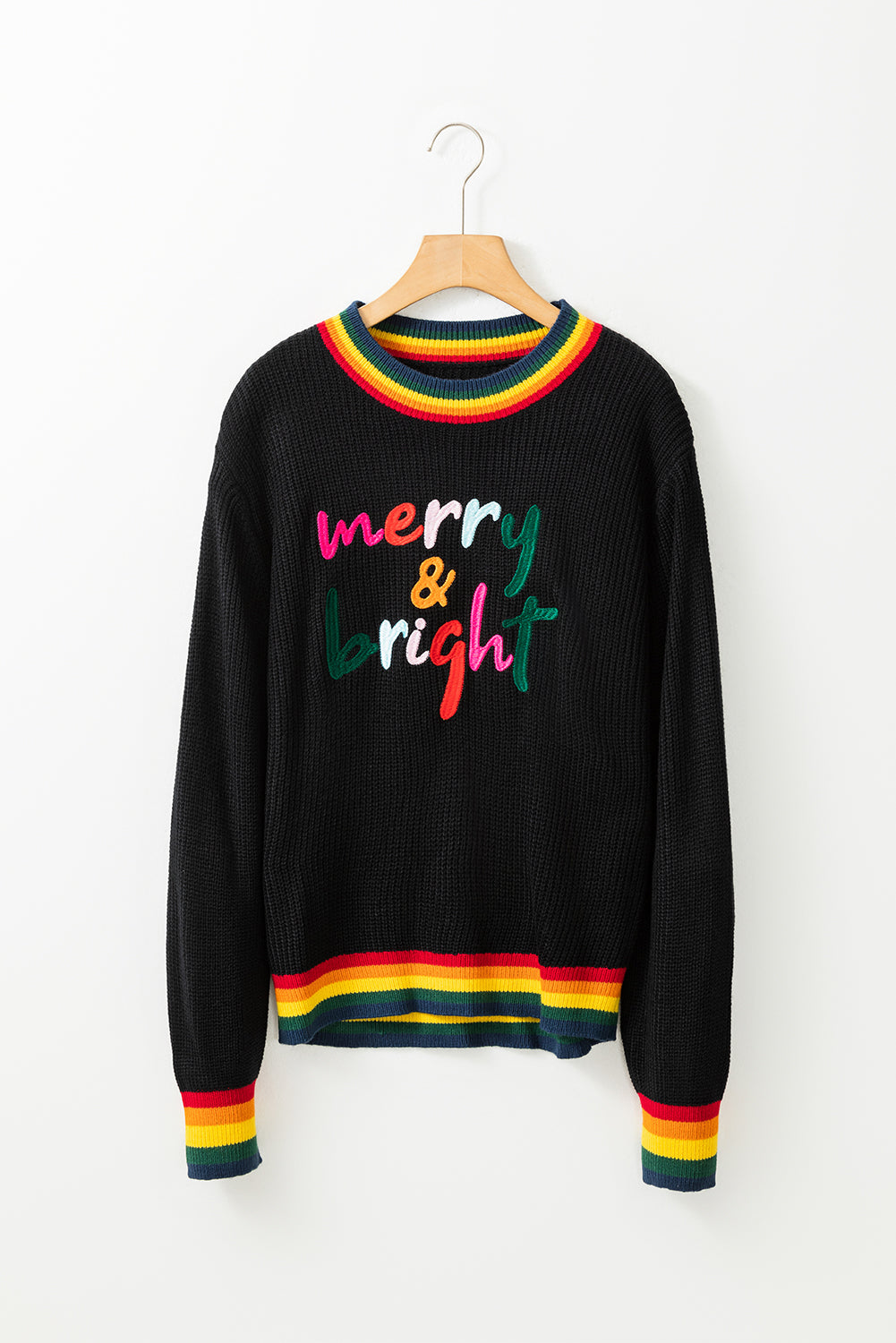 LIZAKOSHT  -  MERRY & BRIGHT Ribbed Round Neck Sweater
