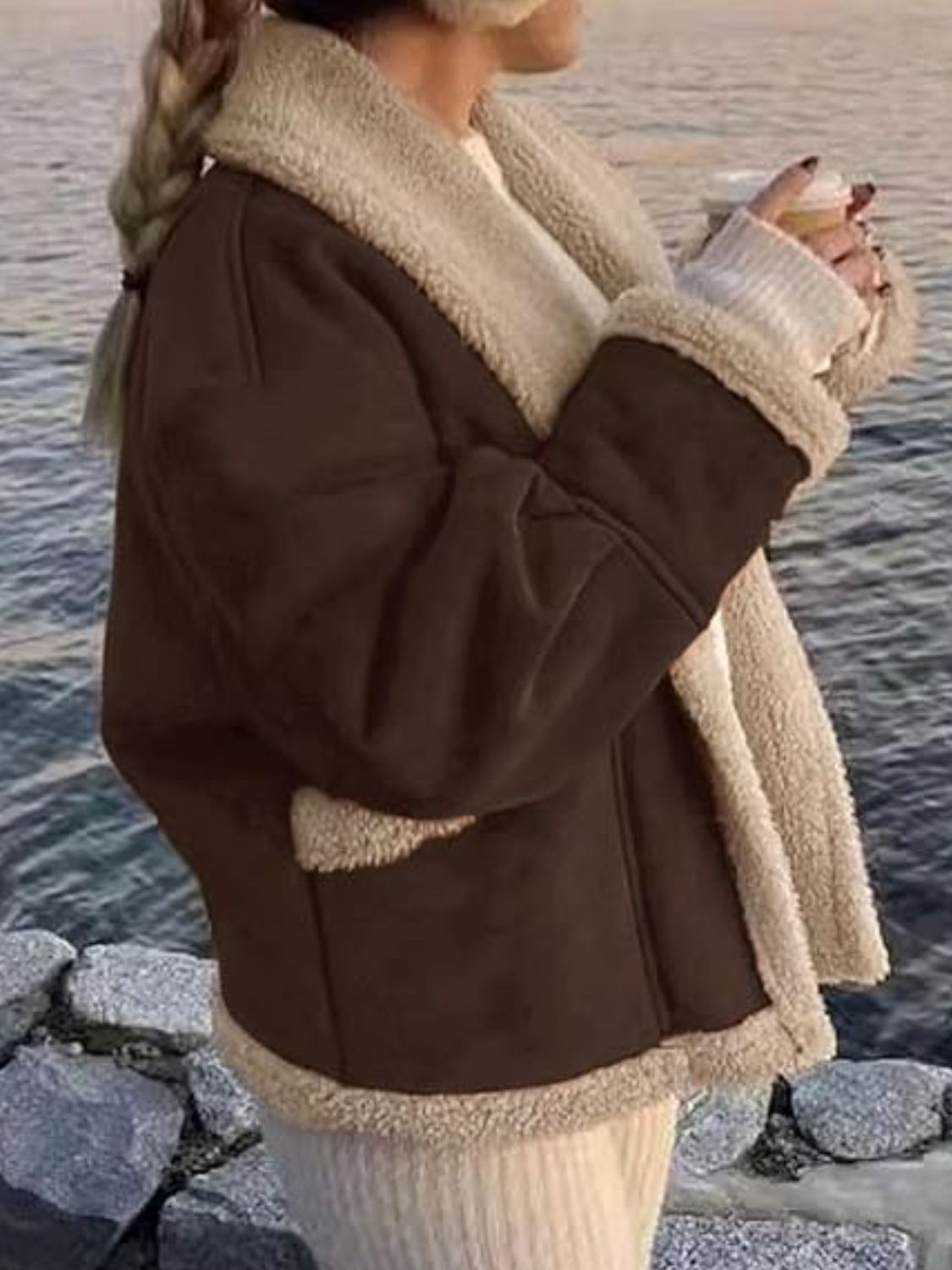 LIZAKOSHT  -  Collared Neck Long Sleeve Jacket