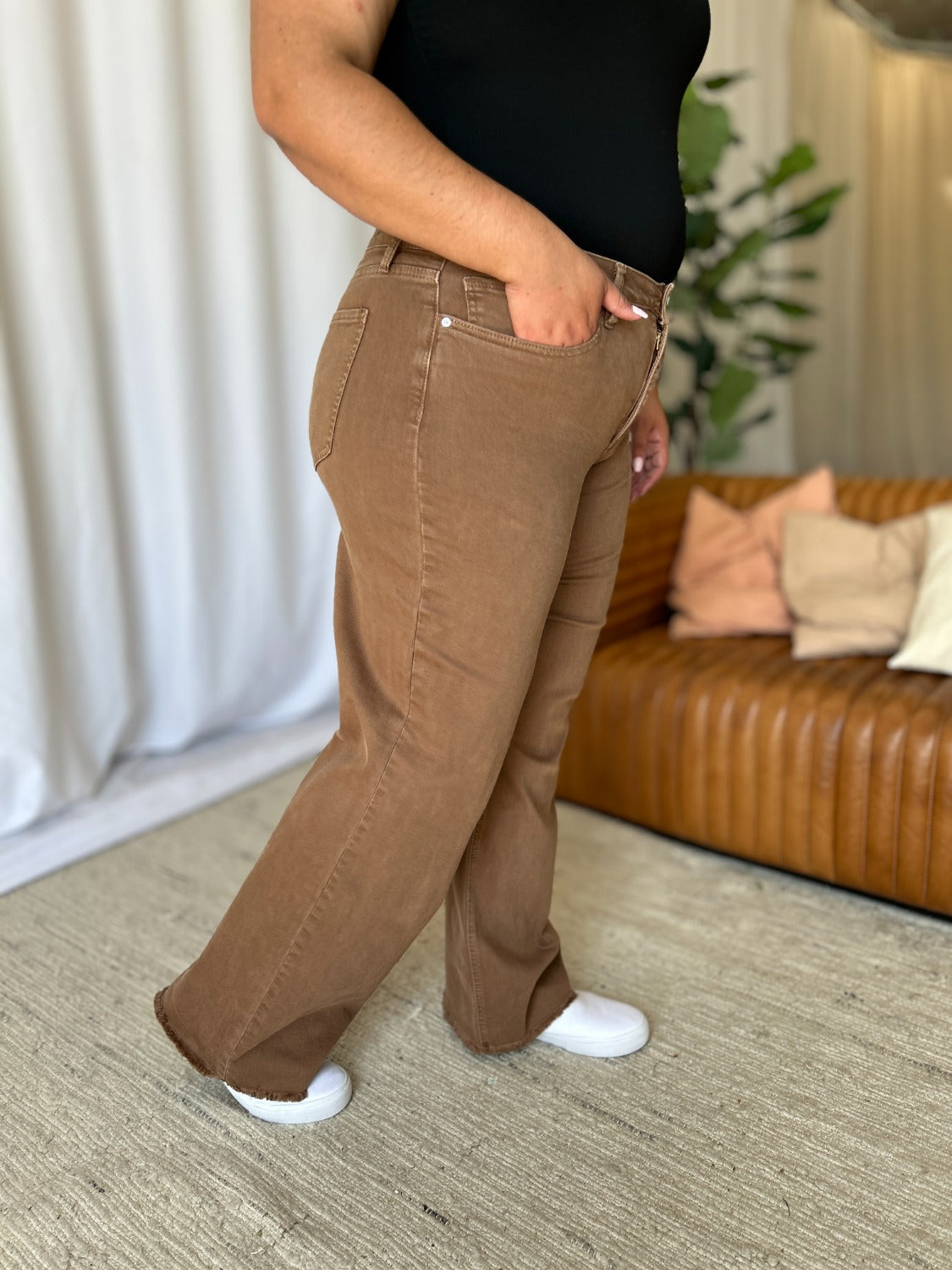 LIZAKOSHT  -  RFM Full Size High Rise Garment Dye Wide Leg Jeans