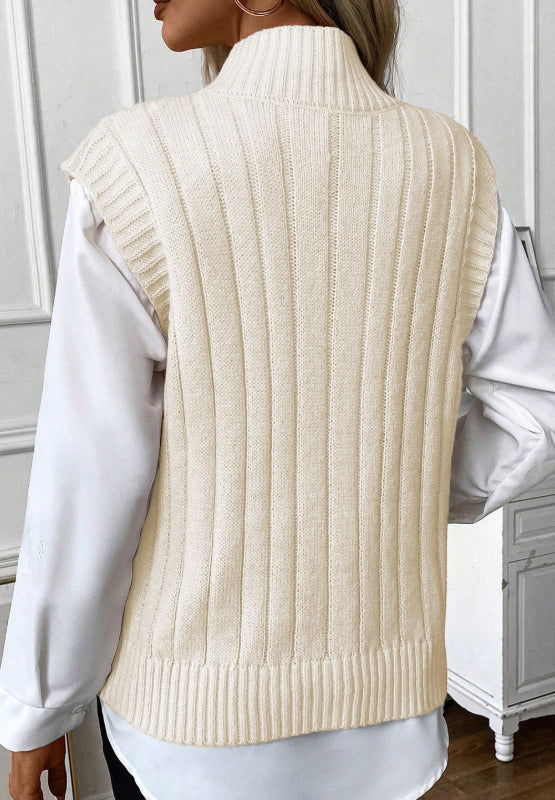 LIZAKOSHT  -  Cable Knit Turtleneck Sweater Vest