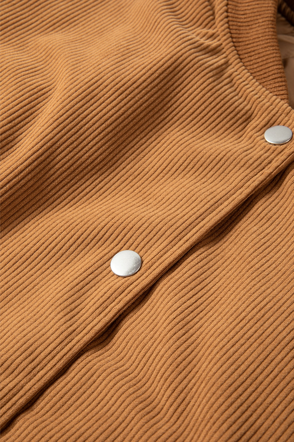 LIZAKOSHT  -  Contrast Baseball Collar Snap Down Long Sleeve Jacket