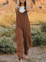 LIZAKOSHT  -  Double Take Full Size Sleeveless V-Neck Pocketed Jumpsuit