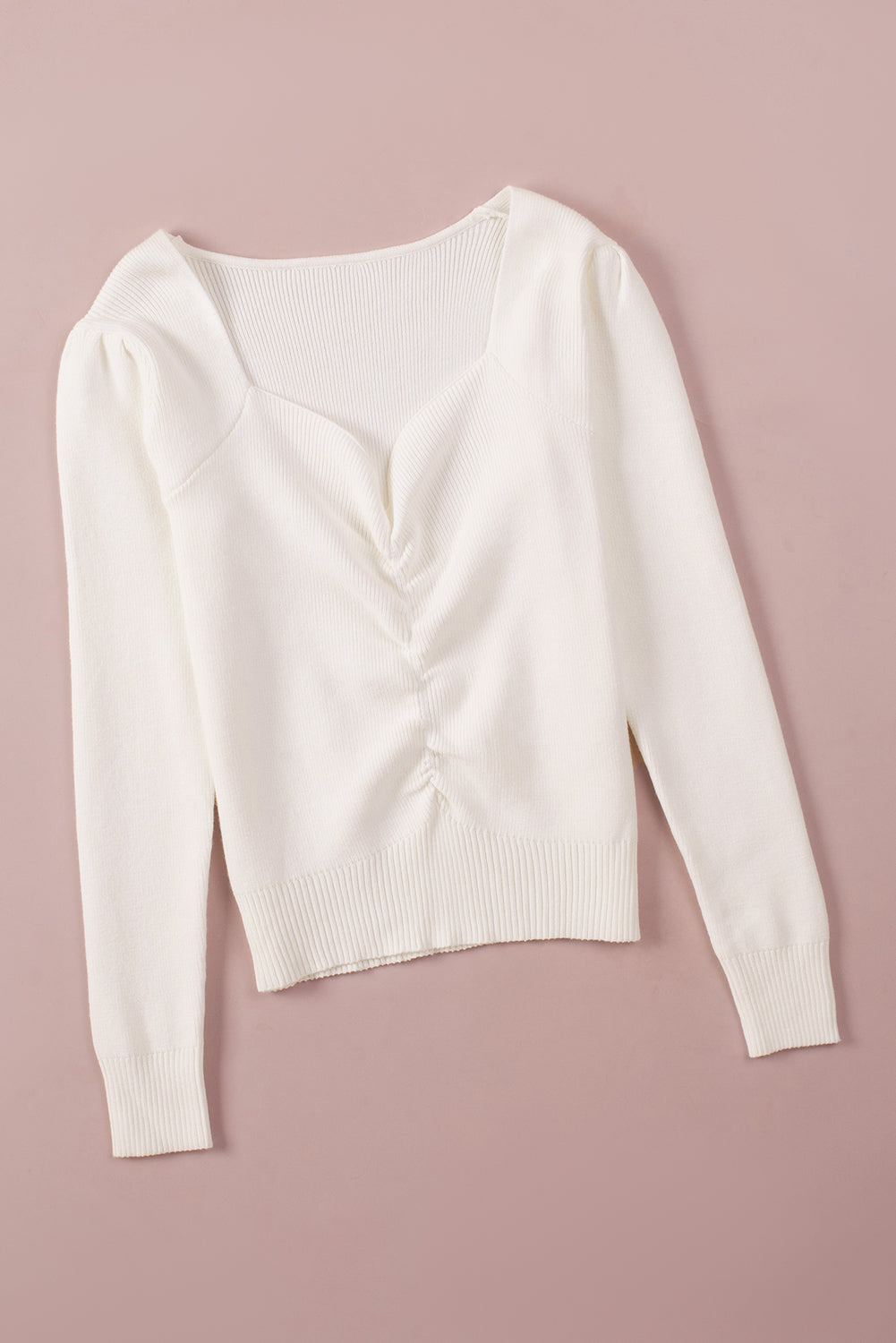 LIZAKOSHT  -  Sweetheart Neck Long Sleeve Sweater