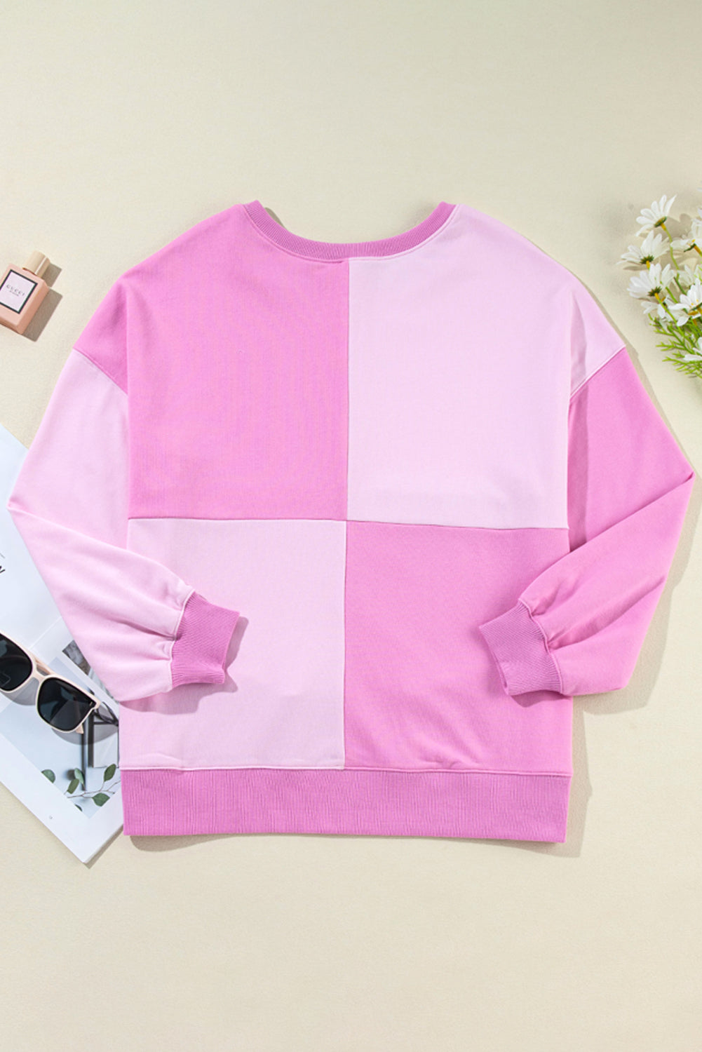 LIZAKOSHT  -  Color Block Half Button Long Sleeve Sweatshirt