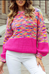 LIZAKOSHT  -  Rainbow Confetti Drop Shoulder Sweater