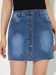 LIZAKOSHT  -  Pocketed Button Up Denim Skirt