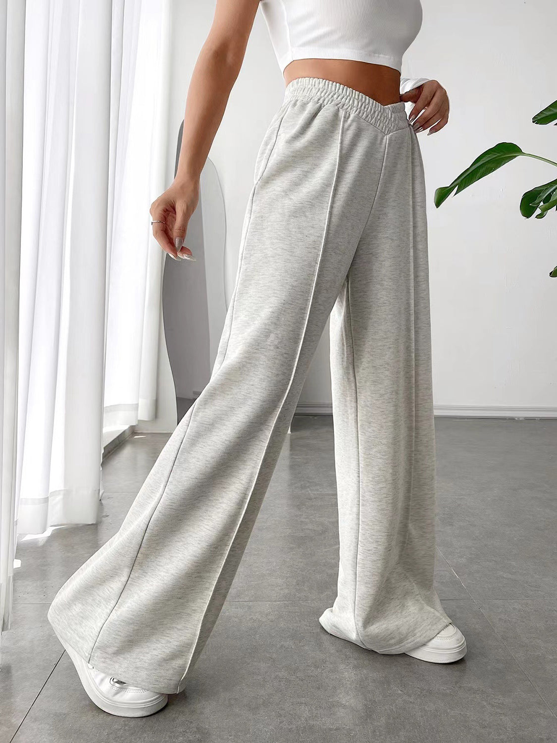 LIZAKOSHT  -  Elastic Waist Wide Leg Pants