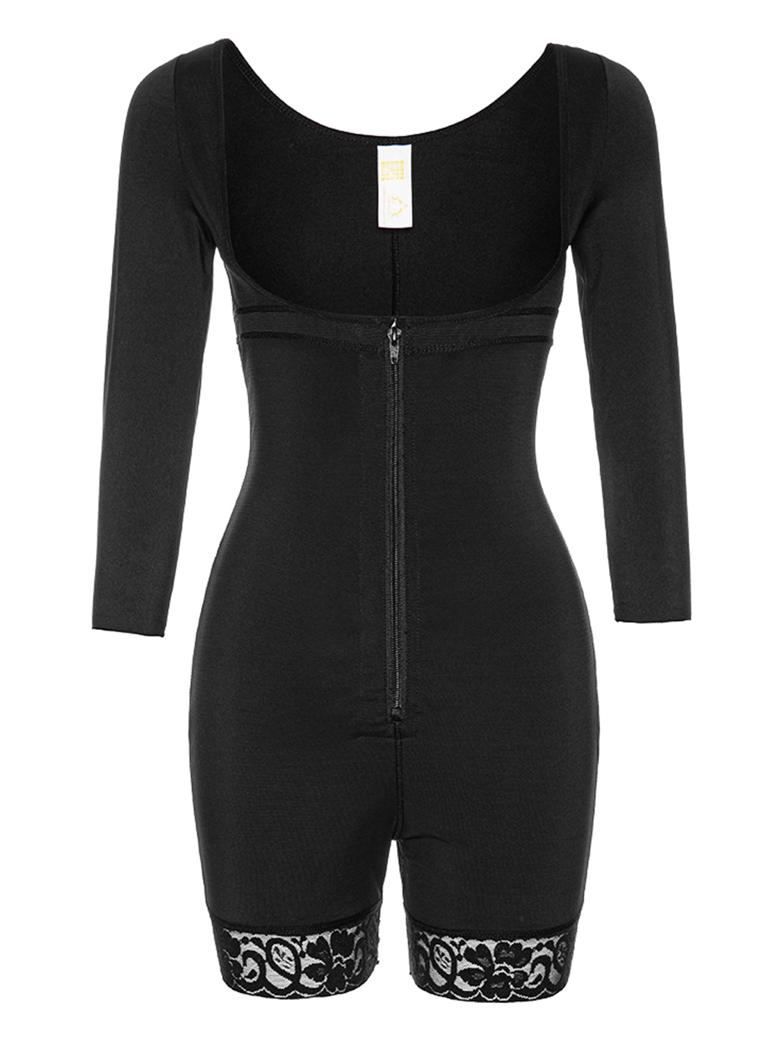 LIZAKOSHT  -  Full Size Zip Up Lace Detail Long Sleeve Shapewear