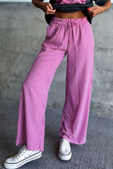LIZAKOSHT  -  Plaid Wide Leg Pants with Pockets