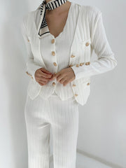LIZAKOSHT  -  V-Neck Tank, Cardigan and Pants Three-Piece Sweater Set