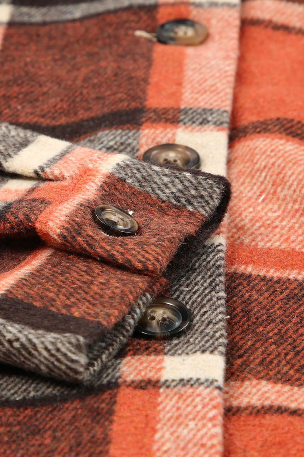 LIZAKOSHT  -  Plaid Button Up Hooded Shacket