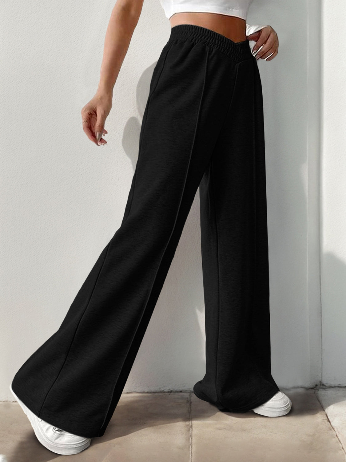 LIZAKOSHT  -  Elastic Waist Wide Leg Pants