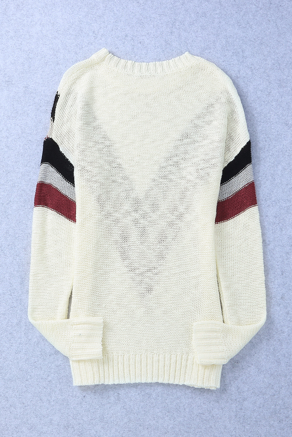 LIZAKOSHT  -  Contrast Dropped Shoulder Long Sleeve Sweater