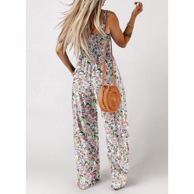 LIZAKOSHT  -  Dokotoo Women's Casual Loose Overalls Jumpsuits One Piece Sleeveless Printed Wide Leg Long Pant Rompers With Pockets