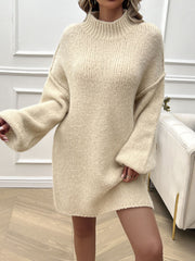 LIZAKOSHT  -  Devine Mock Neck Long Sleeve Mini Sweater Dress
