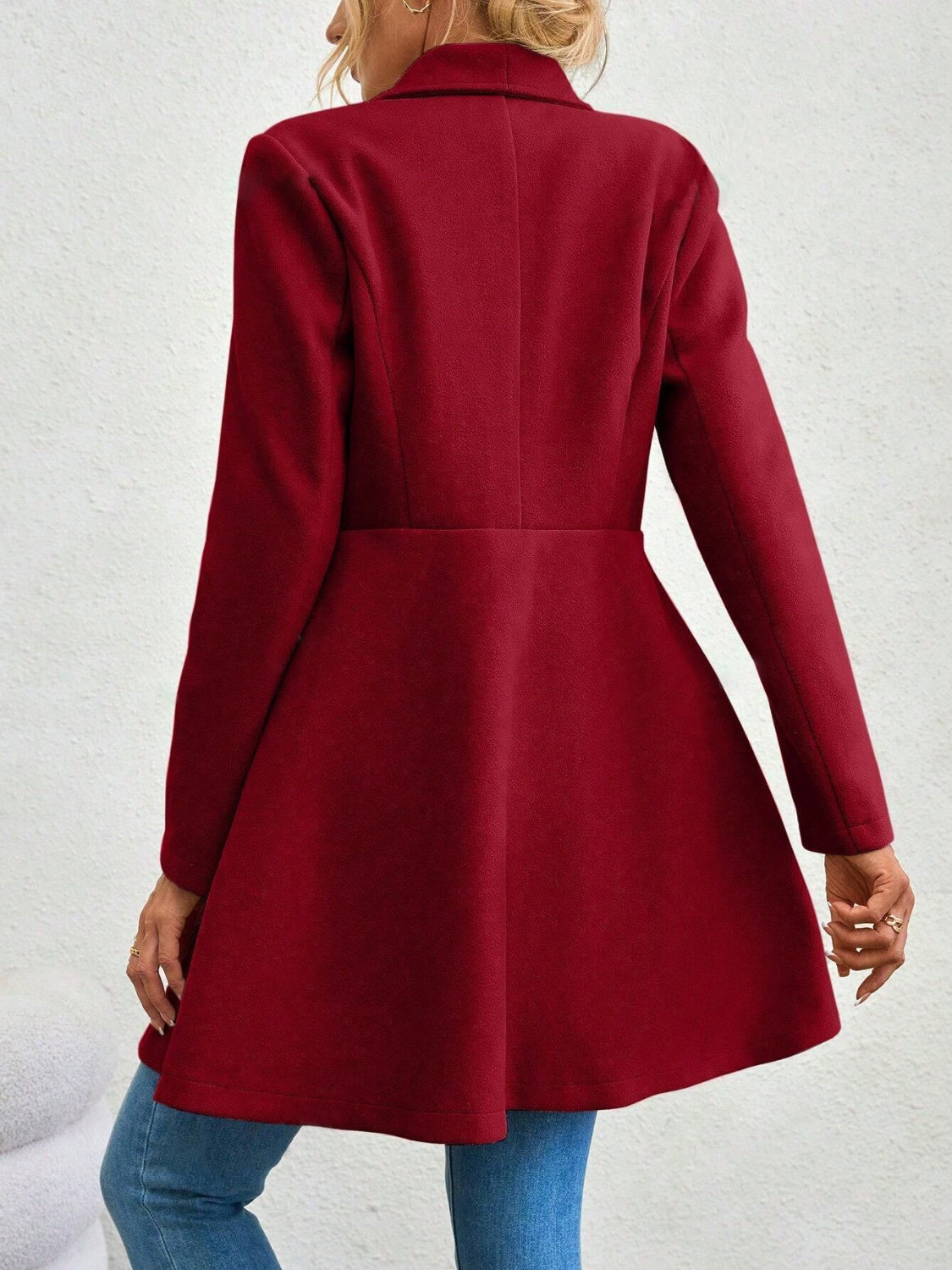 LIZAKOSHT  -  Collared Neck Button Up Long Sleeve Coat