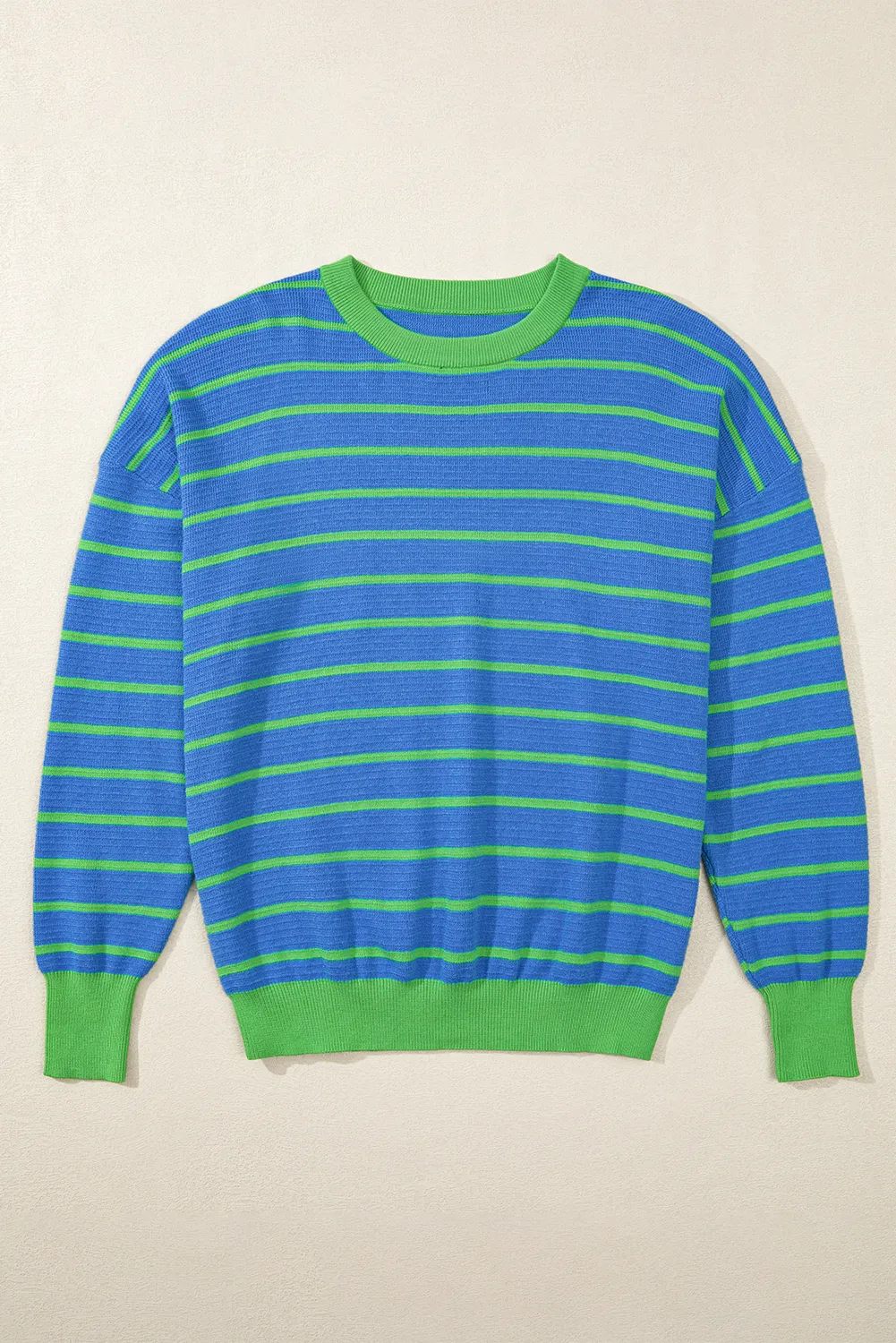 LIZAKOSHT  -  Striped Round Neck Long Sleeve Sweater