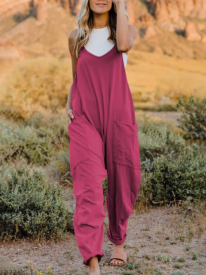 LIZAKOSHT  -  Double Take Full Size Sleeveless V-Neck Pocketed Jumpsuit