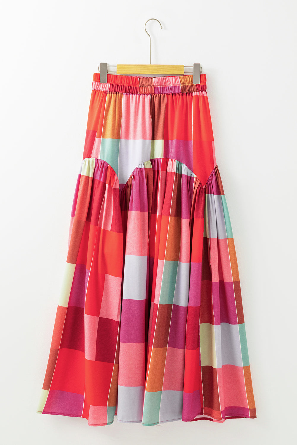 LIZAKOSHT  -  Color Block Elastic Waist Maxi Skirt
