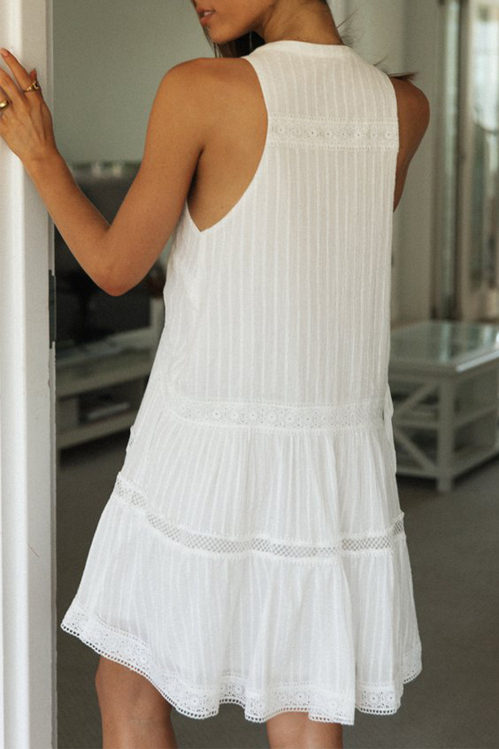LIZAKOSHT  -  Half Button Sleeveless Mini Dress