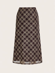 LIZAKOSHT  -  [Chic Plaid Mesh Skirt] High Waist Plaid Mesh Skirt - Non-Stretch Polyester, Machine Washable - Chic Women's