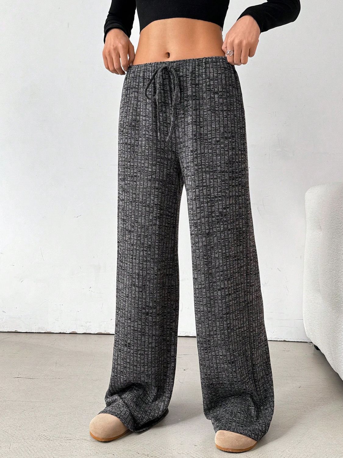 LIZAKOSHT  -  Tied Striped Wide Leg Pants