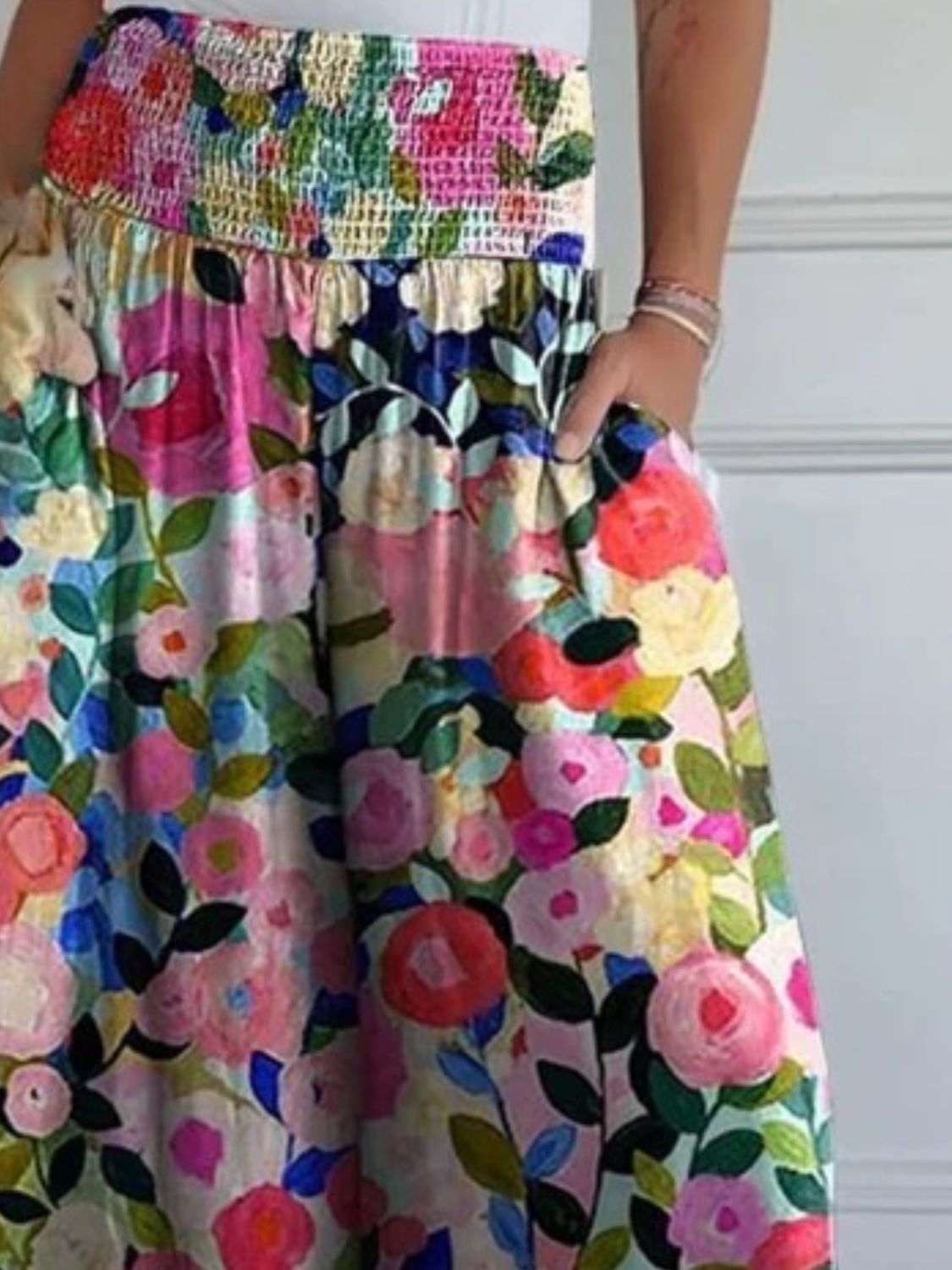 LIZAKOSHT  -  Full Size Smocked Wide Leg Pants with Pockets