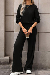 LIZAKOSHT  -  Round Neck Long Sleeve Jumpsuit