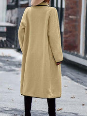 LIZAKOSHT  -  Full Size Contrast Trim Long Sleeve Coat with Pockets
