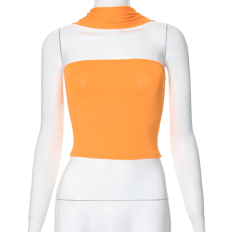 LIZAKOSHT  -  Women's Plain Cut Out Ruched Backless Crop Top, Summer Clothes Women, Casual Trendy Slim-fit Halter Sleeveless Top for Dating Nightclub Music Festival, Ladies Clothes for Summer